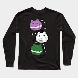 Genderqueer Pride Flag Month Cute Cat Kawaii Macaron Long Sleeve T-Shirt